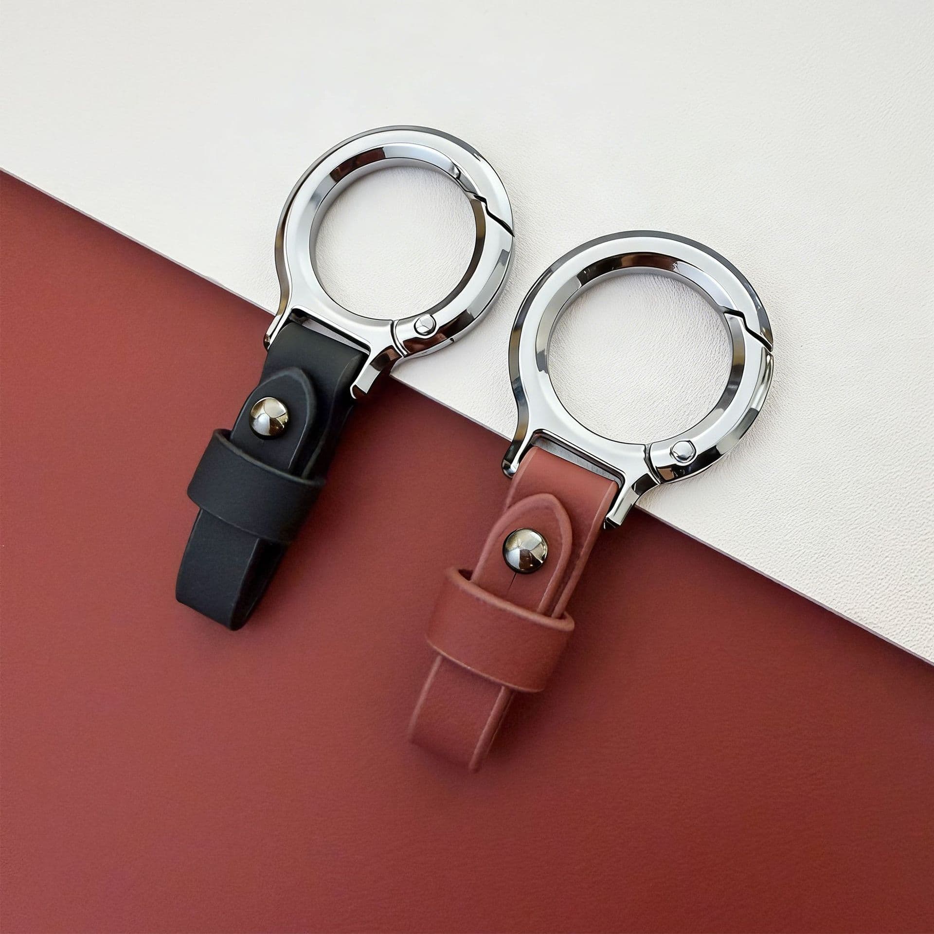 Wholesale PU Leather Keychain, Versatile Metal Belt Loop Key Ring, Simple Car Key Holder