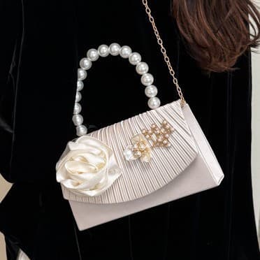 Yuezi 2026 new summer style women's pleated dinner handle French light luxury handbag bag clutch light luxury style