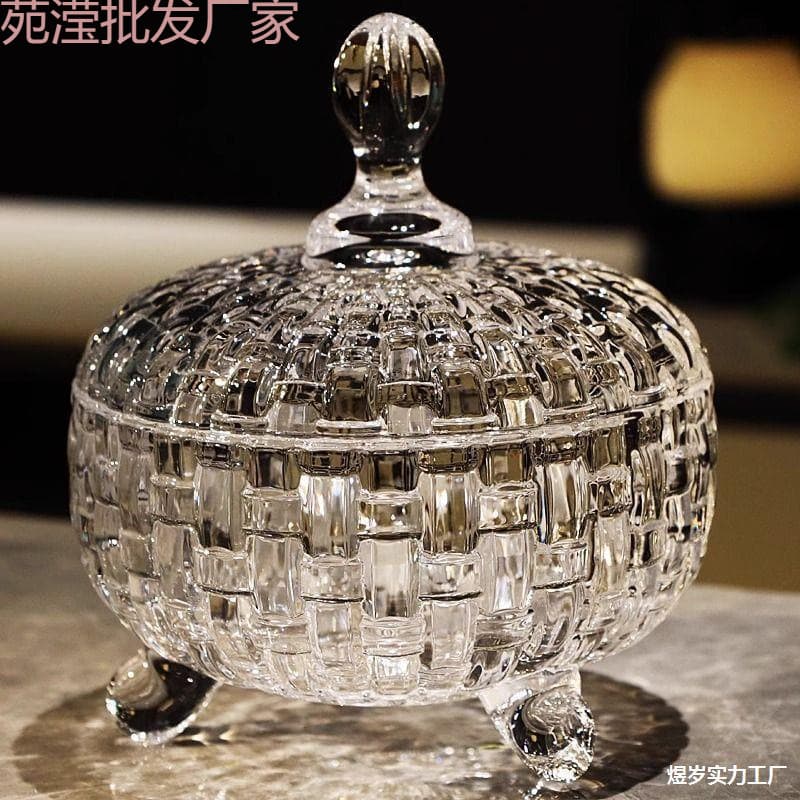 Girly Transparent Crystal Glass Storage Jar with Lid for Candy, Sugar Bowl, and Dried Fruit