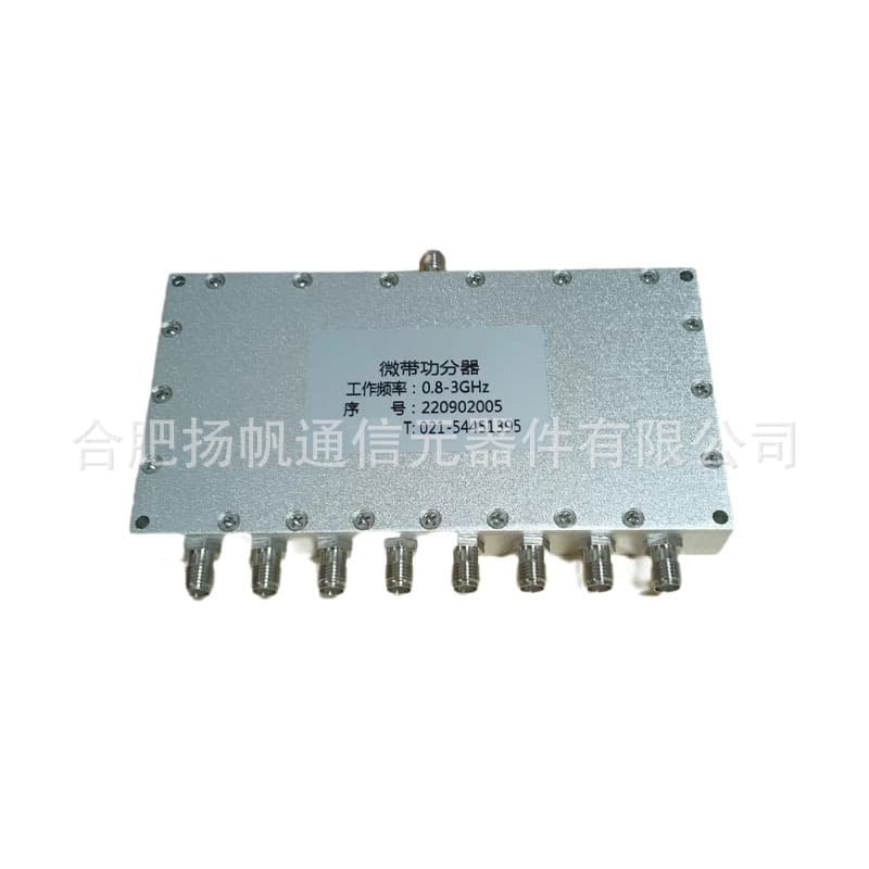 800-3000MHz 30W 10.8dB Insertion Loss High Isolation 8-way Power Divider SMA Female Interface