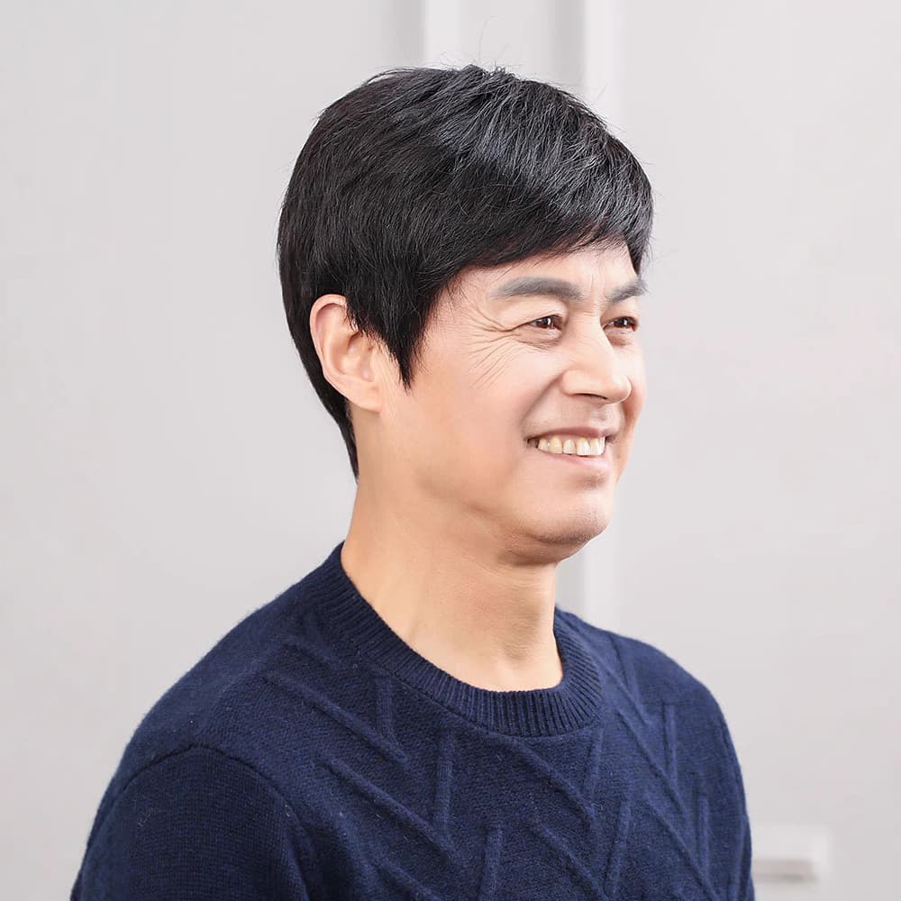 Men's Short Wig for Hair Volume, Fluffy Natural Real Hair Wig for Middle-Aged and Elderly Men, Full Head Cap Wig