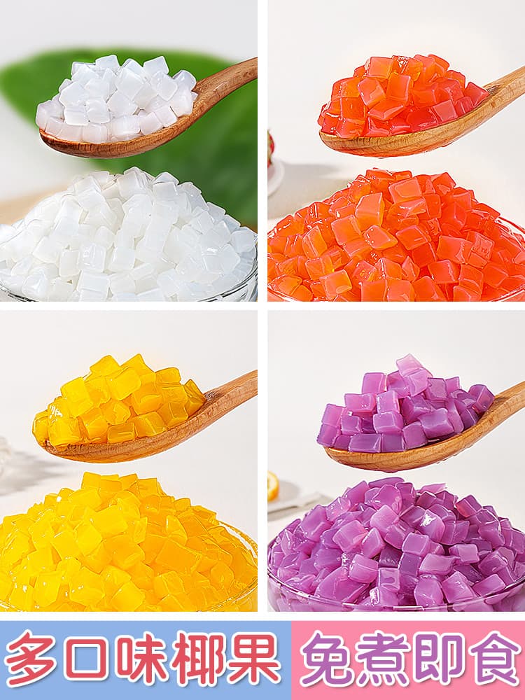 Mango, Strawberry, Grape, Original, Coconut Jelly, Granulated Toppings for Milk Tea Shops - Ready-to-Eat Fruit Mix and Ice Jelly Ingredients