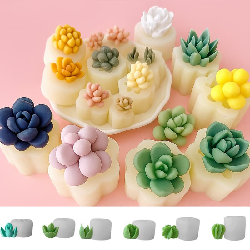 Caifu 3D Succulent Candle Silicone Mold DIY Scented Plaster Succulent Mold Creative Handmade Pot