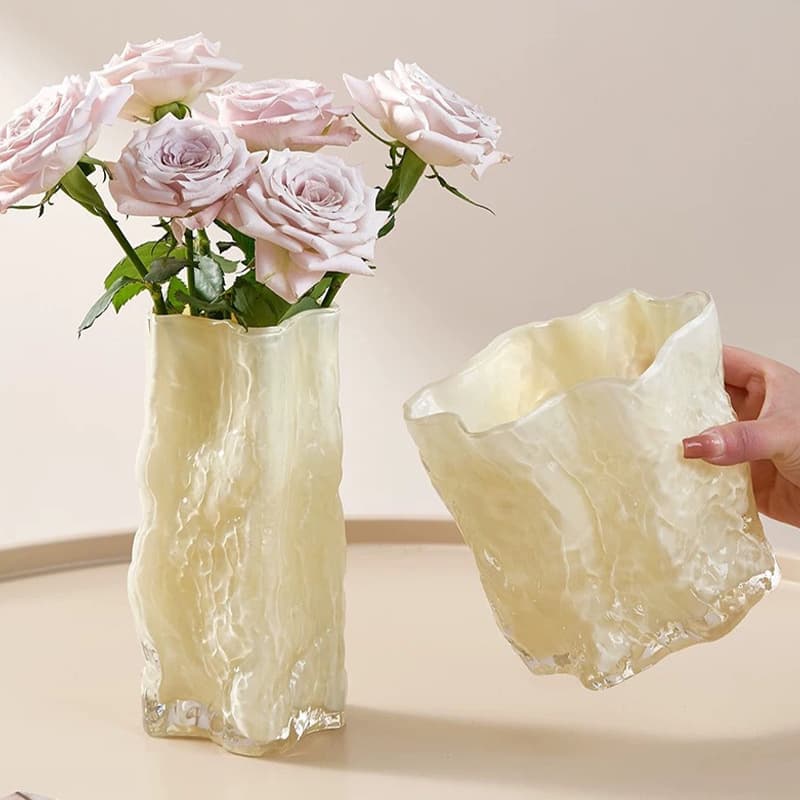 Irregular Glacier Glass Vase Living Room Decoration Ins Style Home Dining Table Hydroponic Flower Arrangement Transparent Water Culture Vessel
