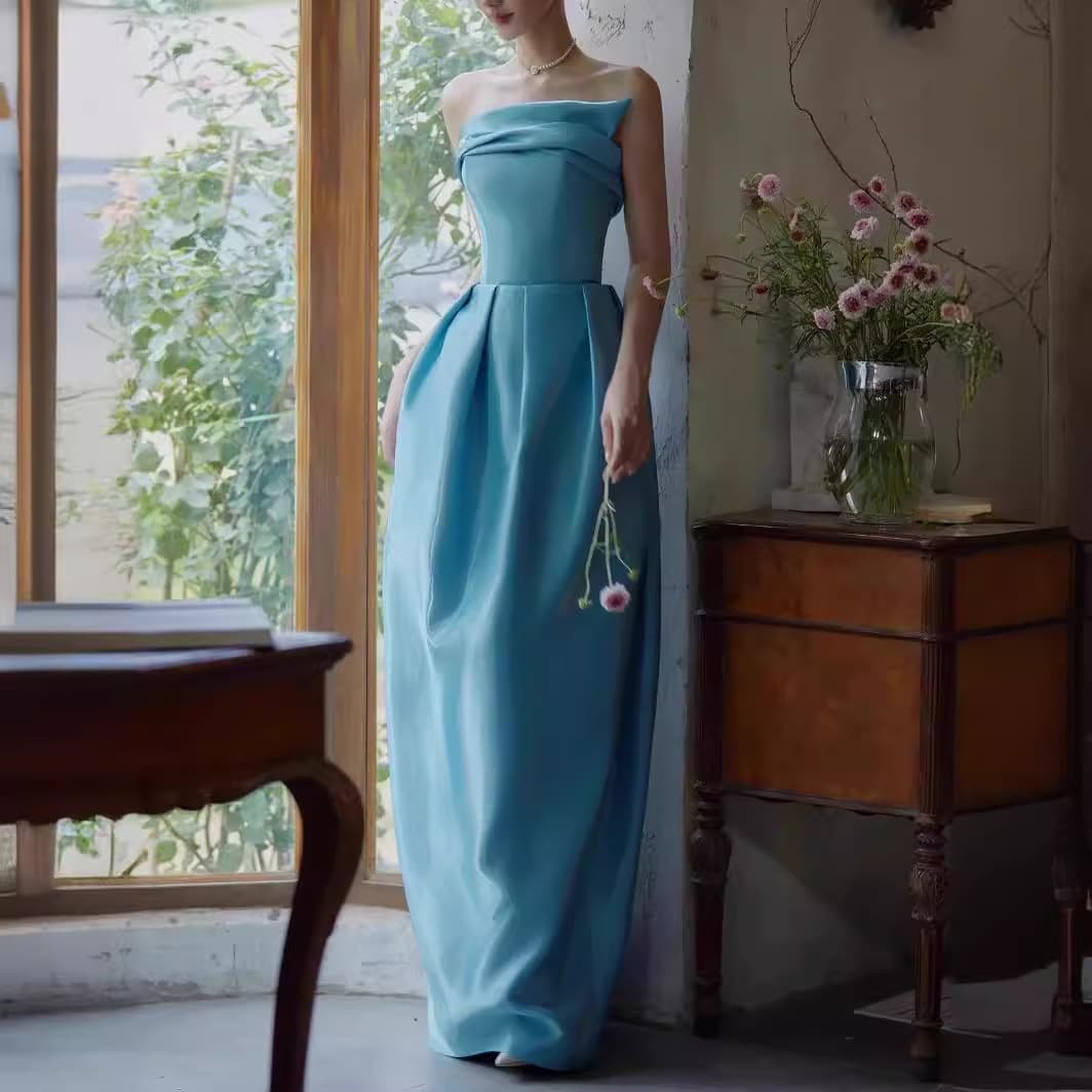 Lake Blue New Chinese-Style Morning Robe and Toast Dress 2026 New Collection Bride Wedding Dress Light Luxury Unique Tulle Dress