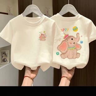Kids New Cotton Short Sleeve T-Shirt 2026 Summer Hot Style Boys and Girls Cartoon Print Korean Round Neck Base Layer