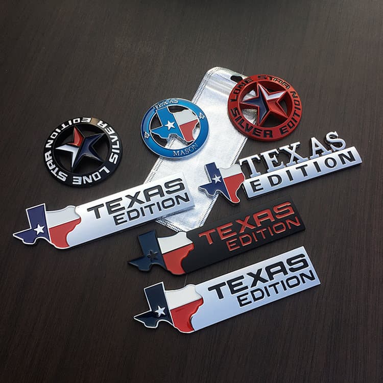 Personalized 3D Texas Edition Car Decal Lone Star Grille Emblem Five-Point Star Side Badge Rear Badge Body Decoration Sticker