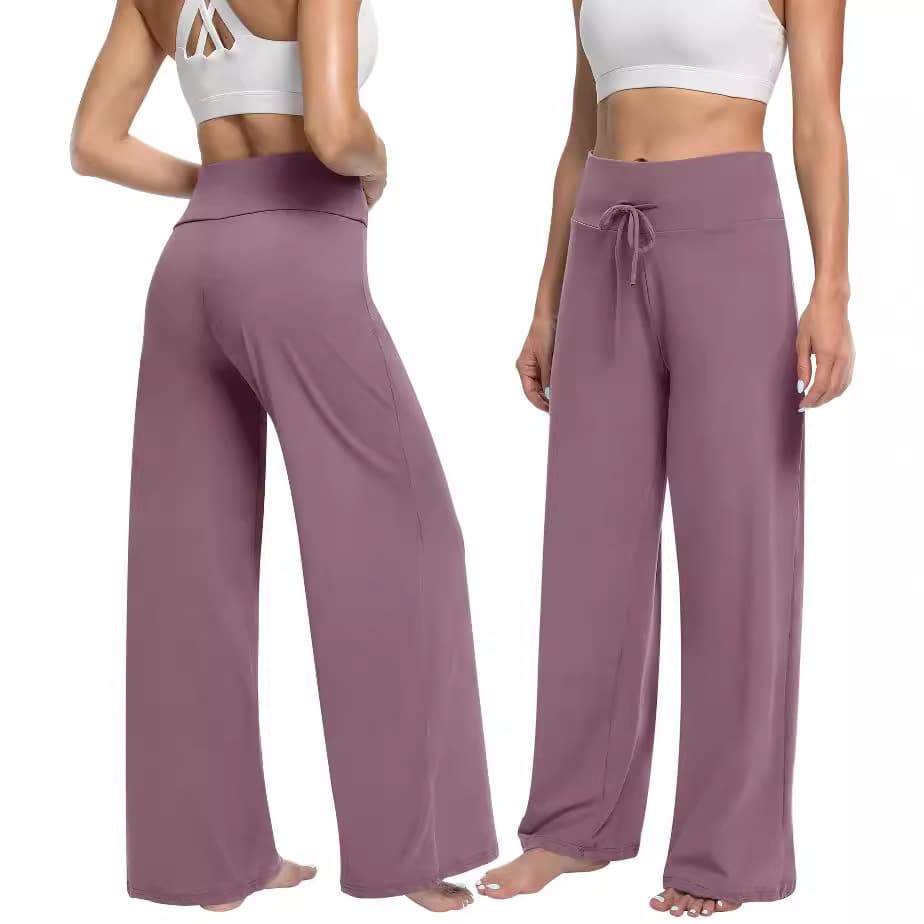 Amazon Slimming High-Waisted Fitness Wide-Leg Pants Zero-Feel Drawstring Wide-Leg Pants Fitness Sports Casual Long Pants for Women