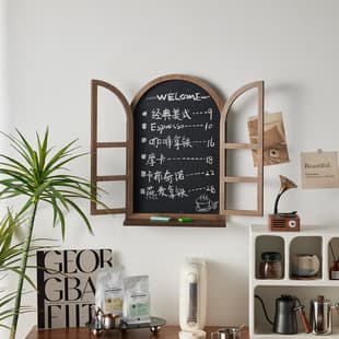 Nordic Ins Style Distressed Fake Window Wall Decor for Cafes, Restaurants, Shops, Writable Menu Board with Simulated Window Frame