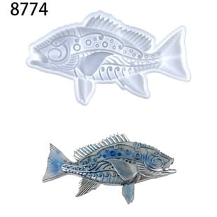 Relief Fish Pendant Silicone Mold Wall Decoration Living Room Desktop Figurine Semi-3D Mechanical Fish Epoxy Mold