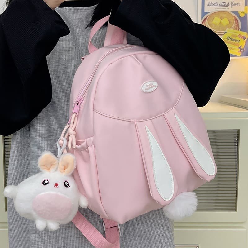 New Summer Student Backpack Cute Rabbit Student Schoolbag Multifunctional Weight-Reducing Backpack Solid Color Trendy Backpack