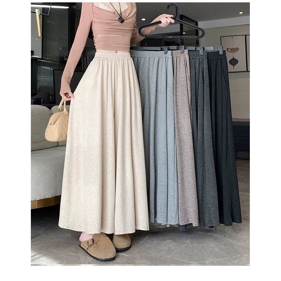 Glutinous Rice Skirt Pants Women 2026 Fall/Winter New High-Waist Flowy Loose Slimming Wide-Leg Pants Casual Floor-Length Slip Pants