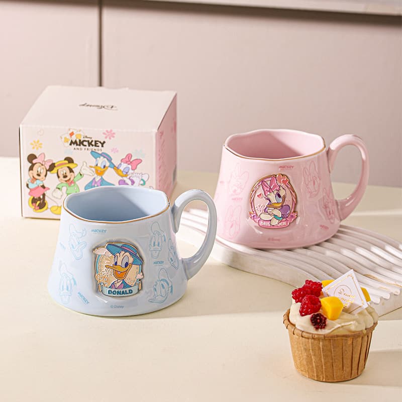 Mickey Badge Cup Cute Cartoon Ceramic Cup Home Breakfast Couple Personalized High-Looking Coffee Cup Souvenir