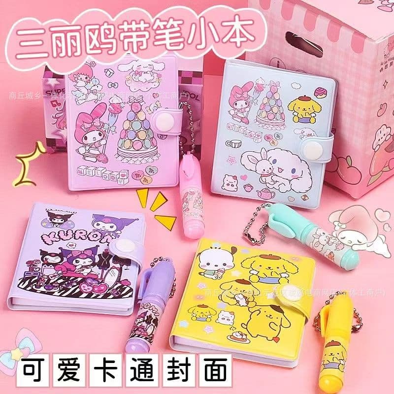 Sanrio Notebook Student Mini Journal with Ballpoint Pen Set, Cute Diary for Girls