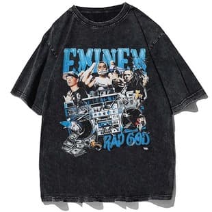 Harajuku Print Eminem Independent Washed Y2K T-Shirt Men's New 2025 Hip Hop