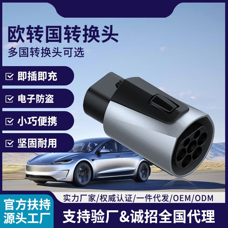 European Type2 to Chinese Standard Tesla Electric Vehicle Home AC Fast Charging Pile AC/DC Adapter