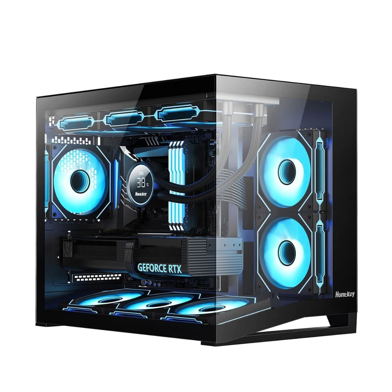 Huntkey S960V2 Snowstorm X Frameless Panoramic Sea View MATX Desktop PC Case 360 Water Cooling Chassis