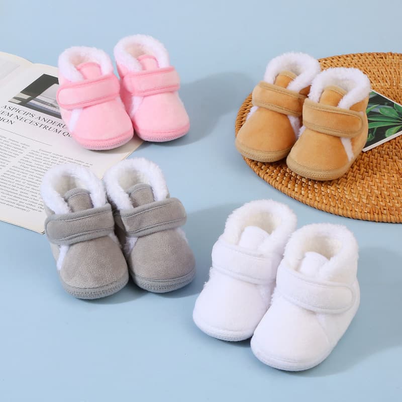 0-3-6-12 Months Baby Cotton Shoes, Autumn and Winter Thickened Walking Shoes, Soft Sole Non-Slip Pre-Walking Shoes for Boys and Girls