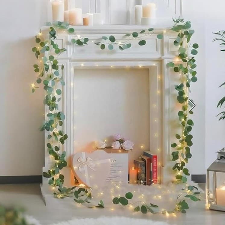 Cross-border artificial rattan with lights, eucalyptus leaves, vines, eucalyptus plants, artificial flowers, decorative leaves, artificial flowers, artificial rattan