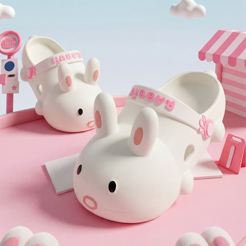 Cartoon Rabbit Slippers for Women, Summer Indoor Home EVA Non-Slip Soft Sole Outdoor Closed-Toe Sandals, Wholesale