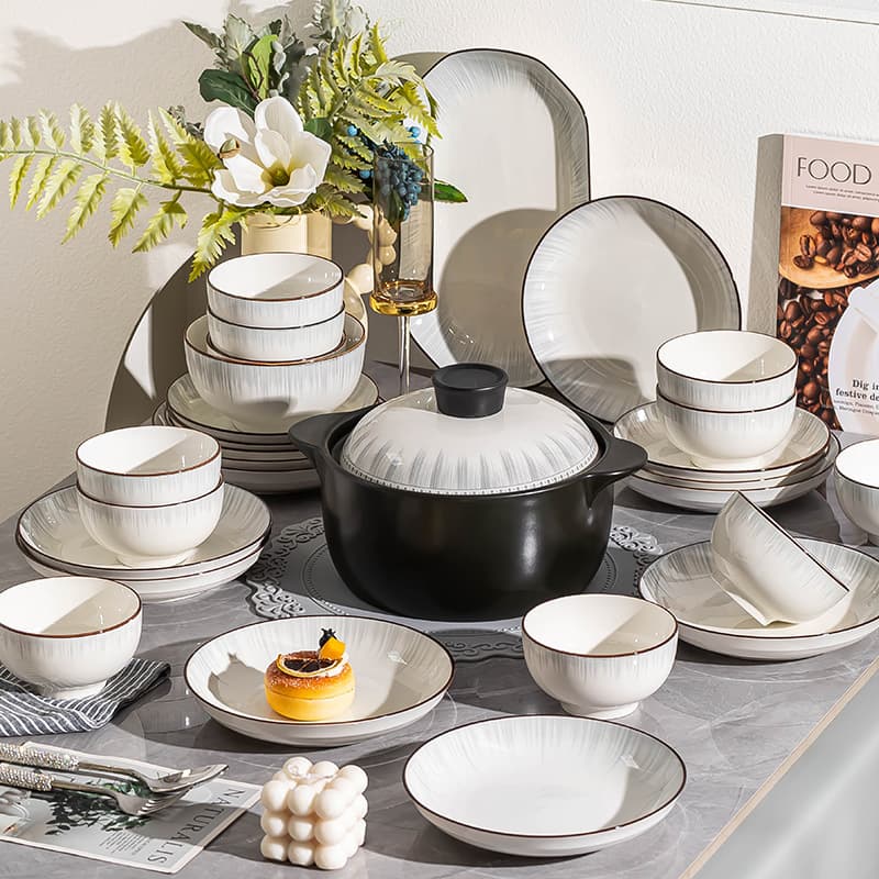 Complete set of kitchen utensils, plates and bowls, underglaze color ceramic rice bowls, plates and bowls set, household housewarming gift of your choice
