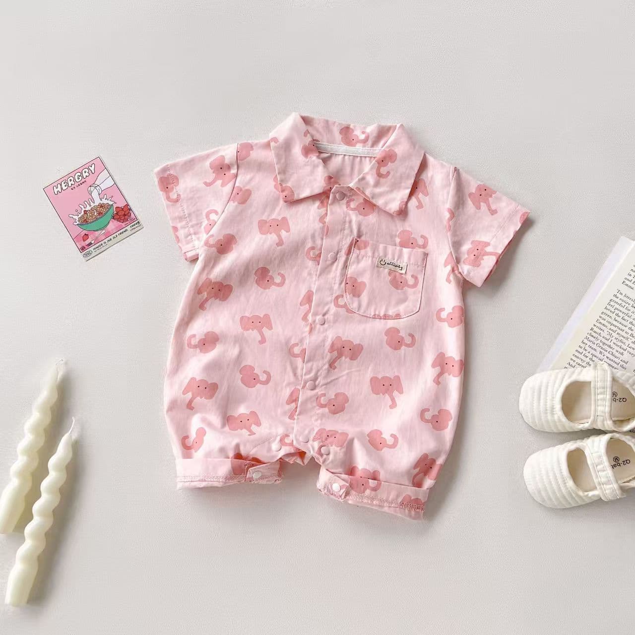Summer infant and toddler A-type clothes, cute and cute baby boy short-sleeved onesies, summer thin baby crawling clothes
