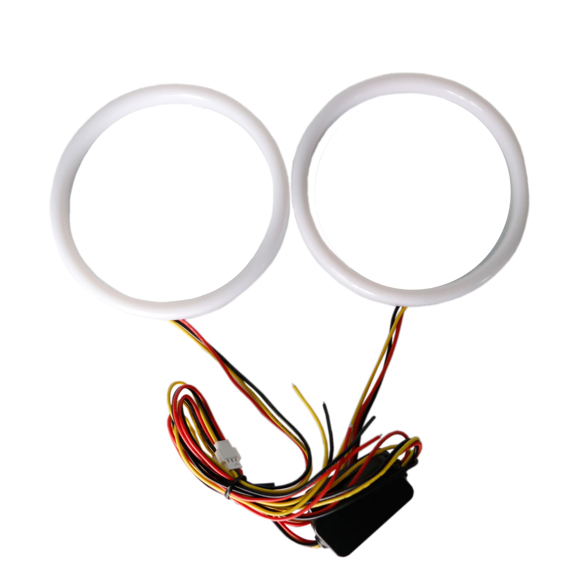 Car LED Fog Light Front Headlight Cotton Light Angel Eye Ring Daytime Running Light White Yellow Dual Color with Turn Signal