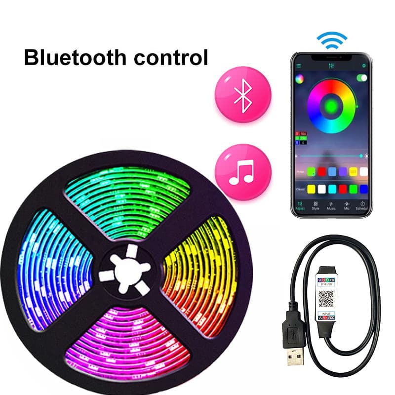 5v Bluetooth App Control 2835/5050 Led Strip Tv Background Wall Living Room Light Bar Wireless Remote Control Led Light Strip