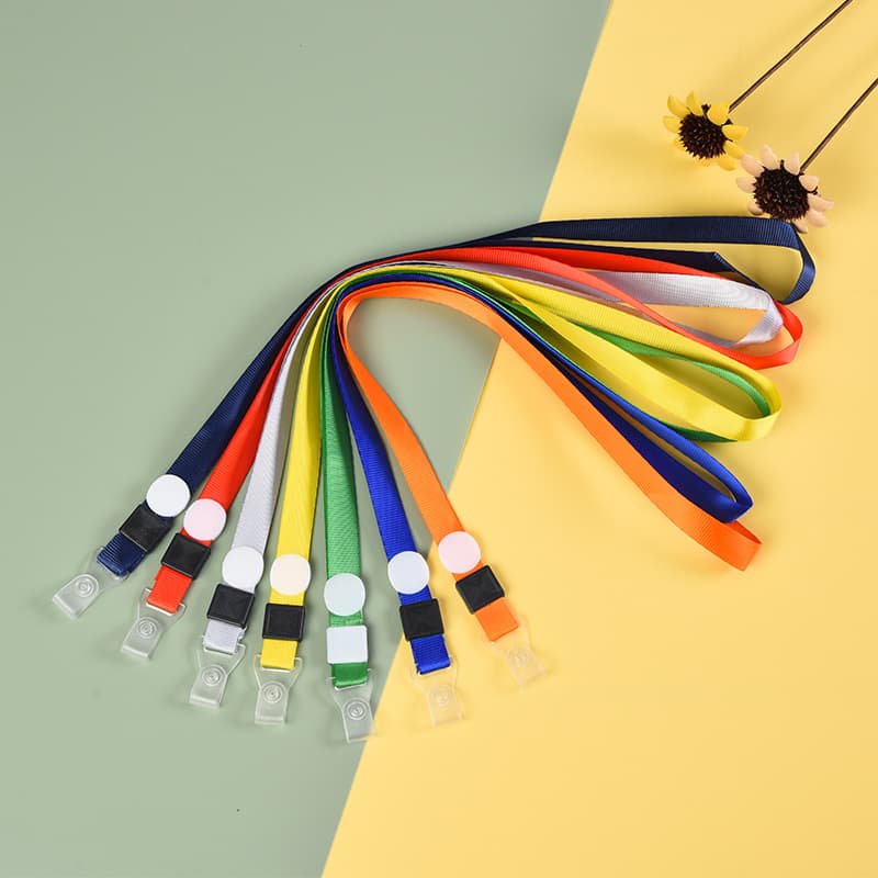 1.5cm Straight Extension Buckle ID Card Lanyard Badge Lanyard Work ID Strap Badge Transparent Leather Buckle Strap Printed Logo