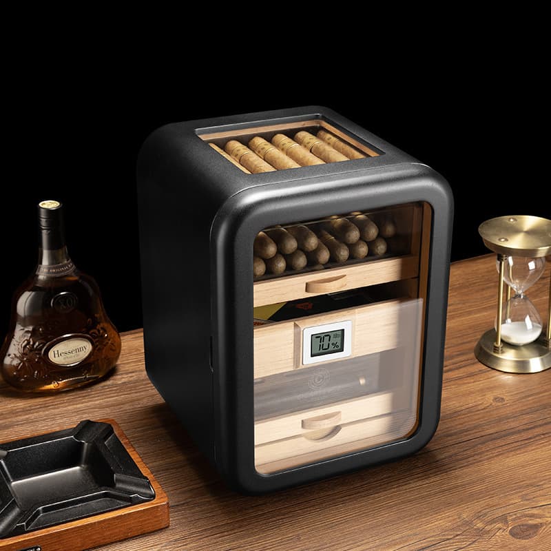 Cigar Cabinet Mellow Cedar Wood Cigar Humidor Fashion Curved Ebony Light Luxury CH-24DI1
