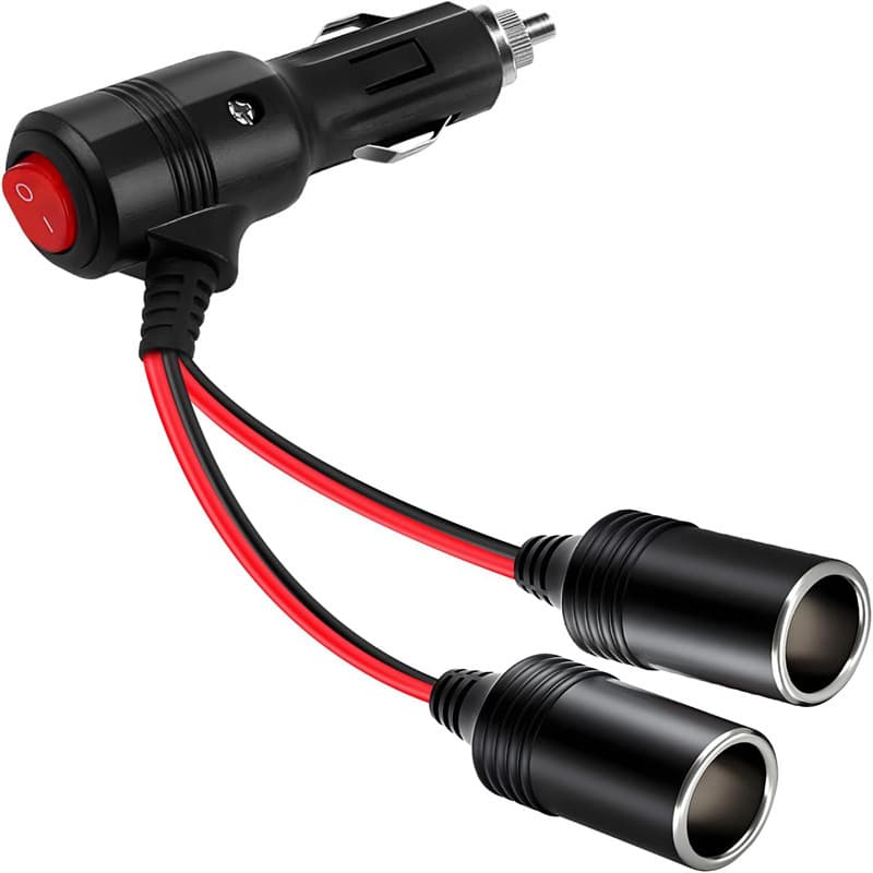 Car cigarette lighter one-to-two female socket high-power one-to-two car charging port with switch extension cord one-to-two