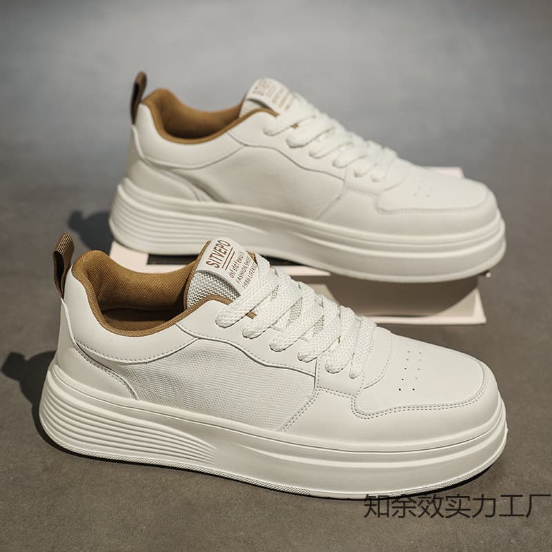 Jinjiang Men's Shoes Trendy Brand Spring/Summer New Comfortable Breathable White Shoes Thick Sole Fashion Versatile Skateboard Sneakers