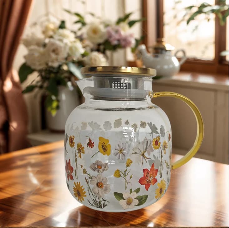 Glass cold kettle cold kettle set juice scented tea fruit teapot teapot large capacity high kettle can be heated