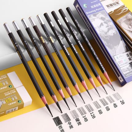Marie's Sketching Pencils Charcoal Pencils Wholesale 2B Full Set Whole Box Cross-border Soft Charcoal Soft Medium Hard Artisan Artist Drawing