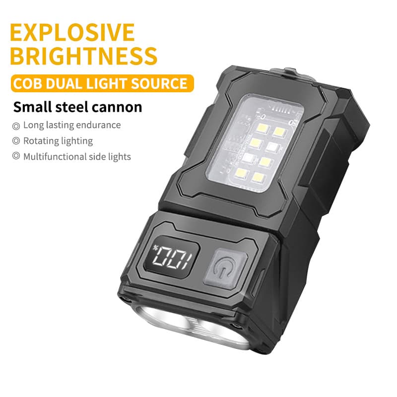 Cross-border new COB+LED digital display strong light work light with 180° rotation, magnetic suction, output warning emergency flashlight