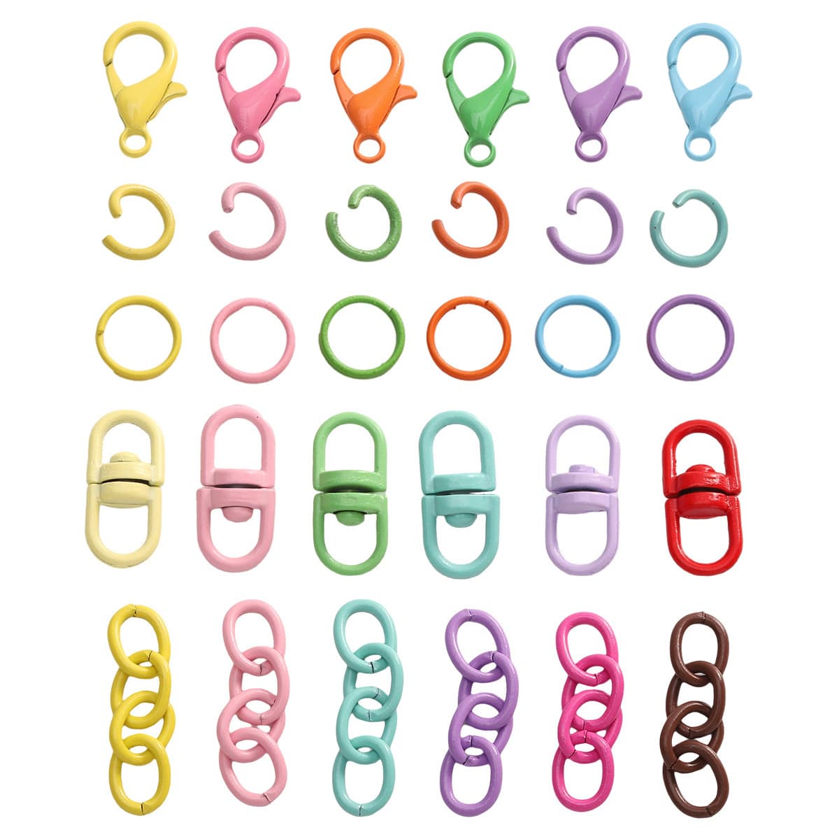 Lobster Clasp and Eye Pin DIY Jewelry Accessories Colorful Eye Pins Open Jump Rings Closed Jump Rings Chain Material Kit Box