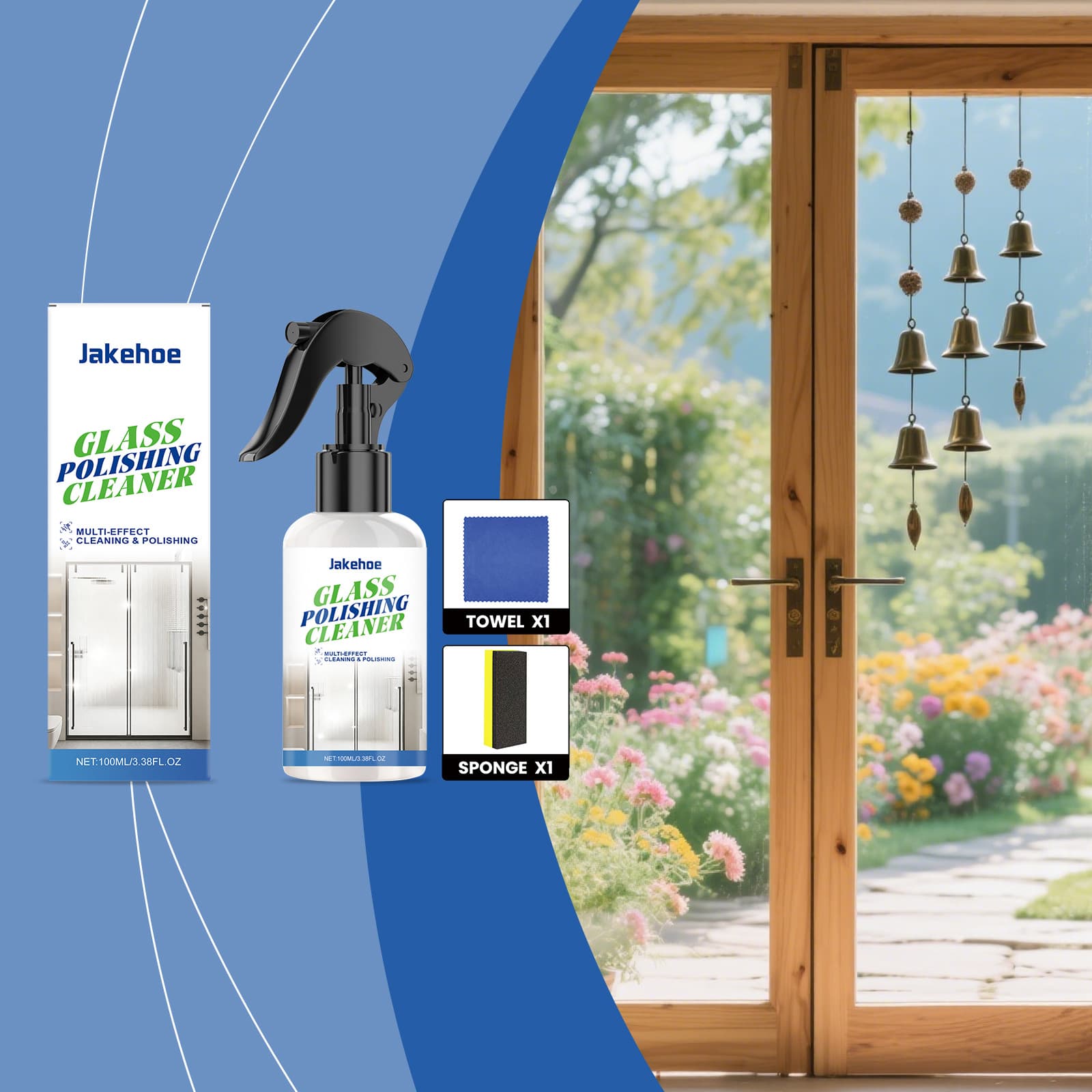 Jakehoe Glass Polish Cleaner Daily Shine Transparent Window Surface Daily Cleaning and Maintenance Glass Agent