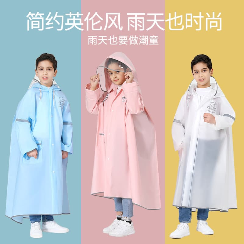 Students bring school bags to school for boys rainproof for girls, middle and old children and primary school students raincoat special long poncho