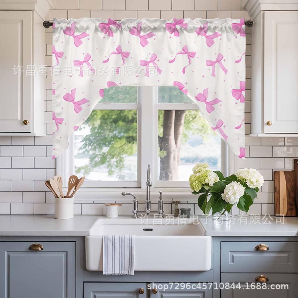 Cross-border foreign trade new window curtain bow short curtain half curtain door curtain coffee curtain kitchen sink cabinet dust curtain