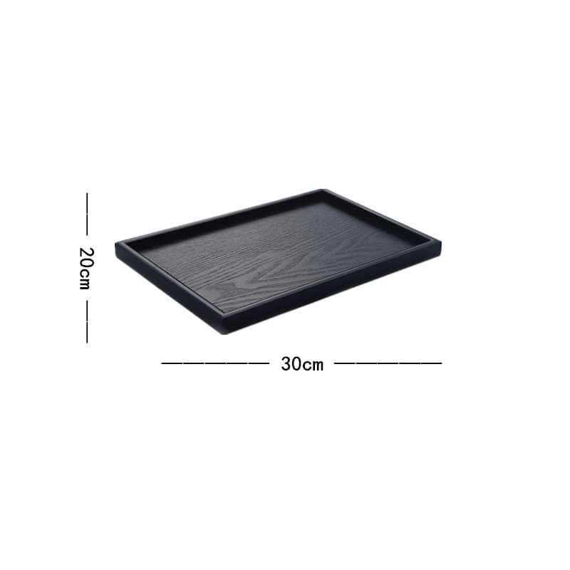 Hotel black wooden tray rectangular hotel retro serving plate household tea cup flat plate wholesale light luxury