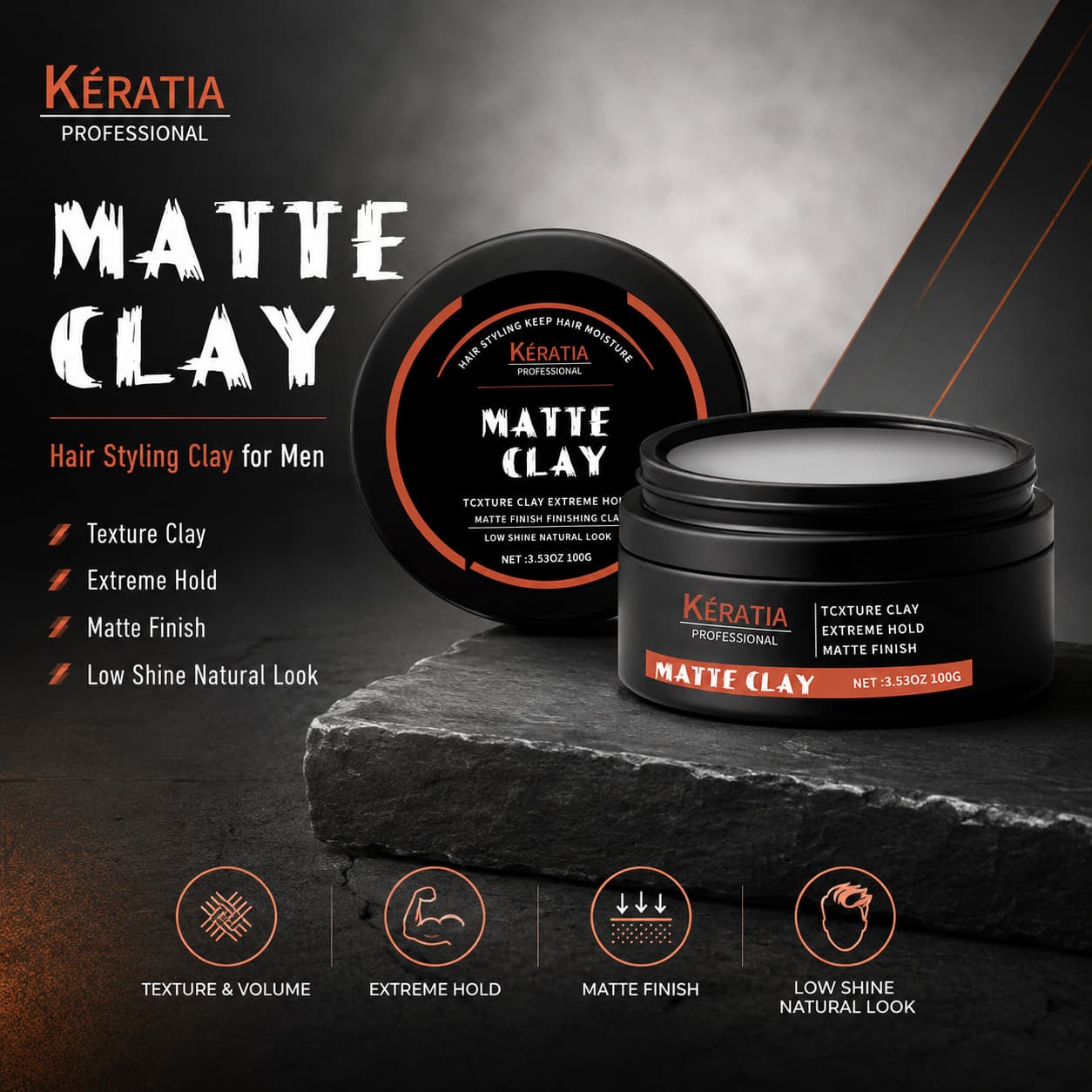 Cross-border in-stock matte hair clay, volumizing water-based styling spray, unisex hair gel, dry hair volume, clay and gel