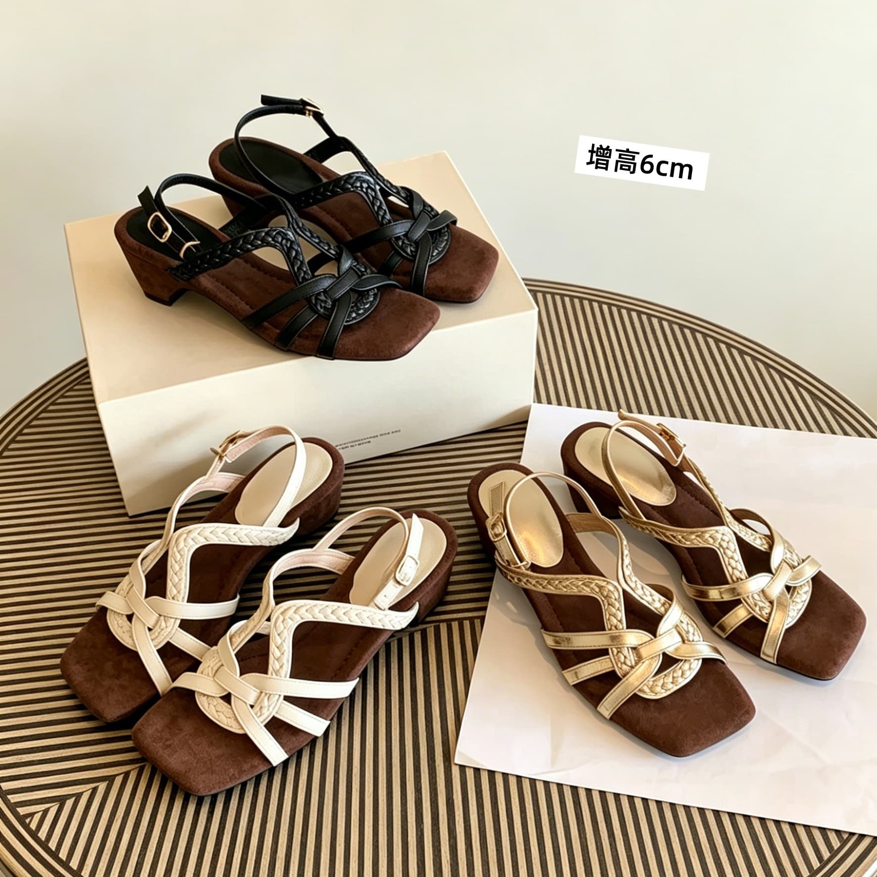 Grape Style Retro Hollow Woven Roman Sandals for Women, Cross Strap Wedge Heel, Versatile and Comfortable for Outdoor Wear