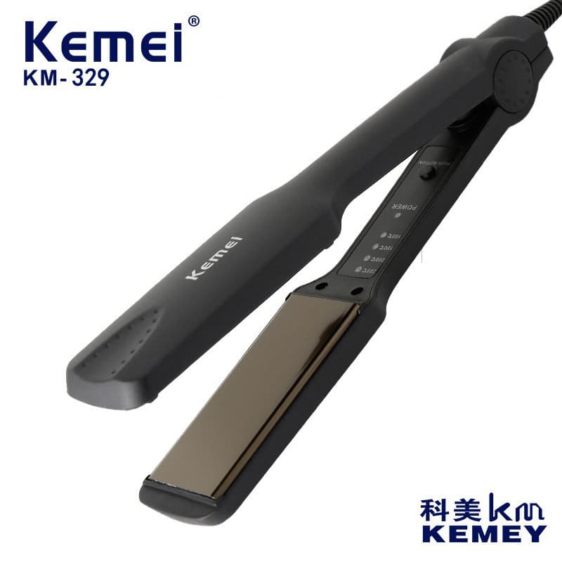 Cross-border KEMEI KM-329 Hair Straightener Ceramic Plate Rapid Heat Constant Temperature Non-Damaging for Women Flat Iron Electric Clamp