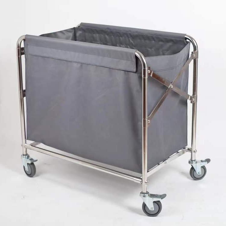 Foldable Stainless Steel Linen Cart for Hotel Wet/Dry Sorting, Laundry and Cleaning Service Trolley