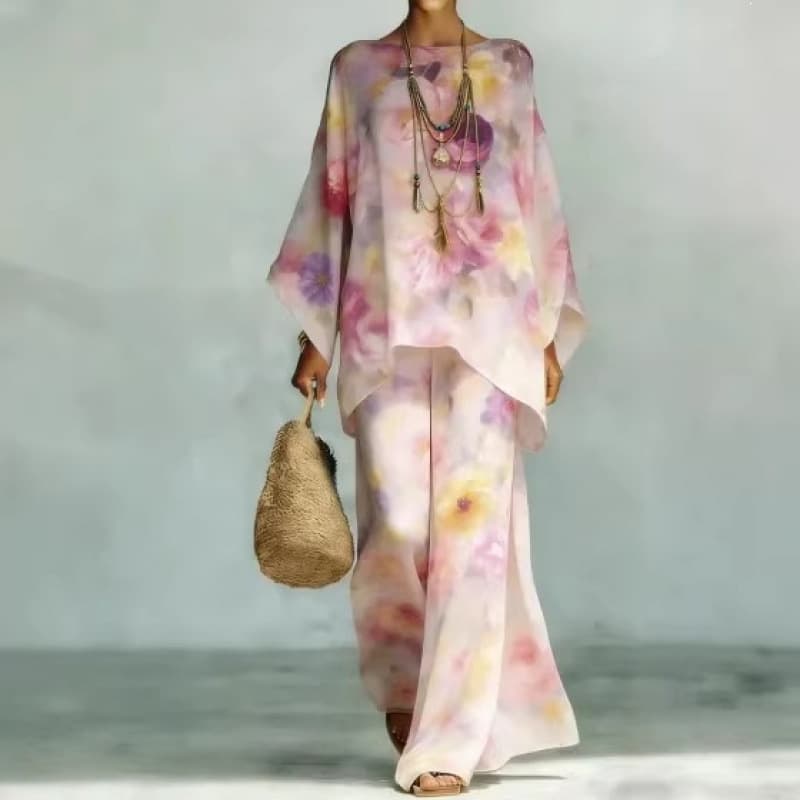 Loose Batwing Sleeve Top and Wide-Leg Pants Two-Piece Set Y2 Standalone Site Summer 2026 Women's Fashion Set for Cross-Border US/EU Market