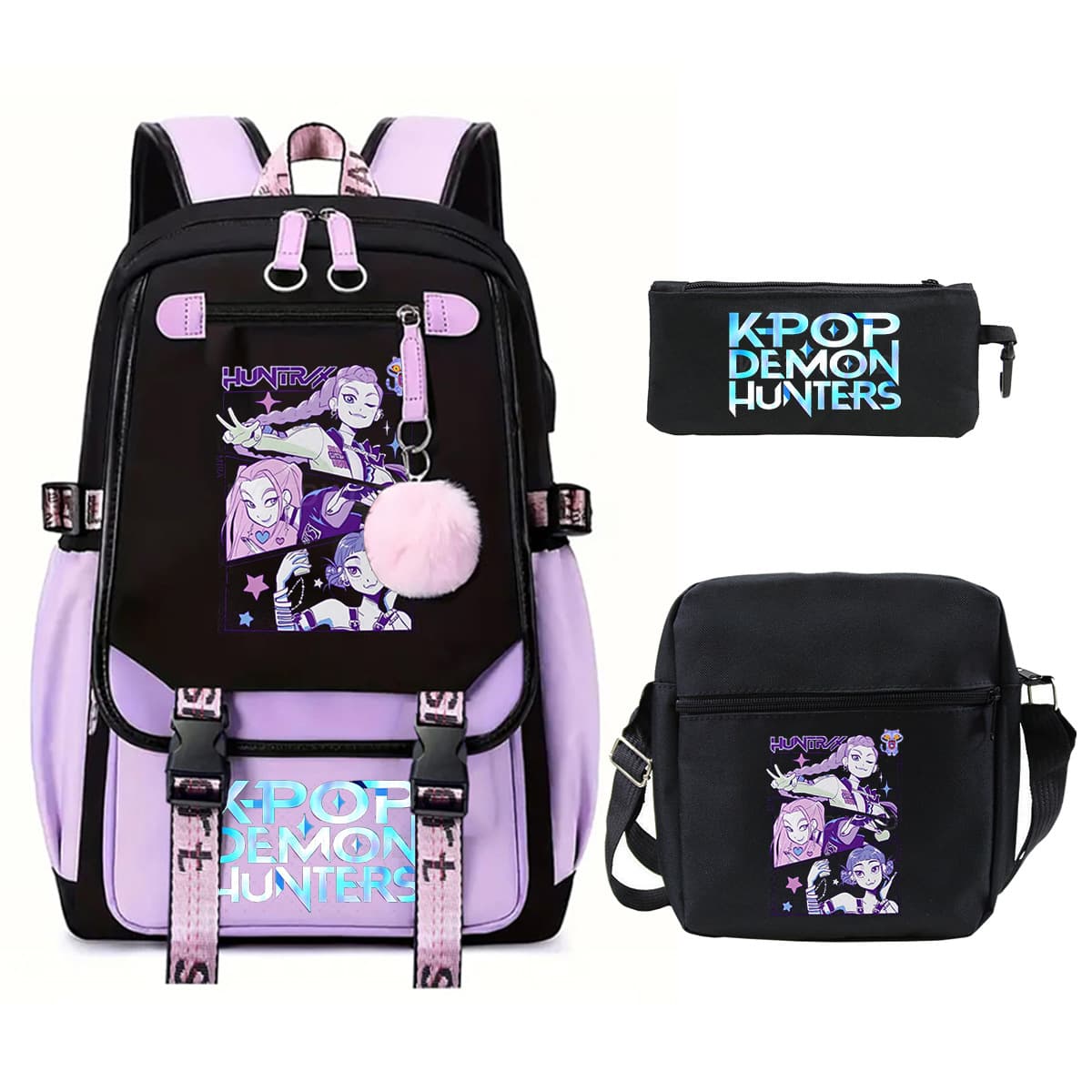 Kpop Merch Printed Kids Fashion Backpack Cross-border Large Capacity 3-Piece Set