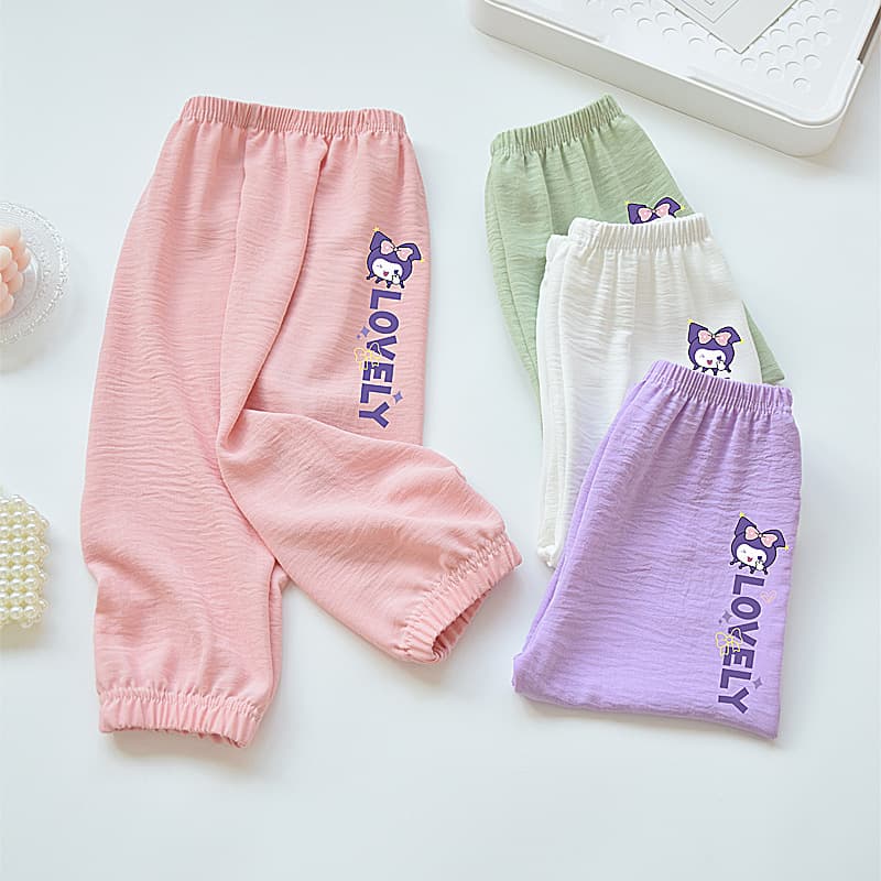 Girls casual pants 2025 summer thin new style children's pure cotton nine-point wide-leg pants anti-mosquito pants medium and large children's pants