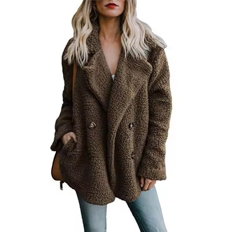 Women's Fur Coat Warm Autumn Winter Imitation Teddy Plush Gentle Style Women's Casual Coat Loose Soft Fluffy