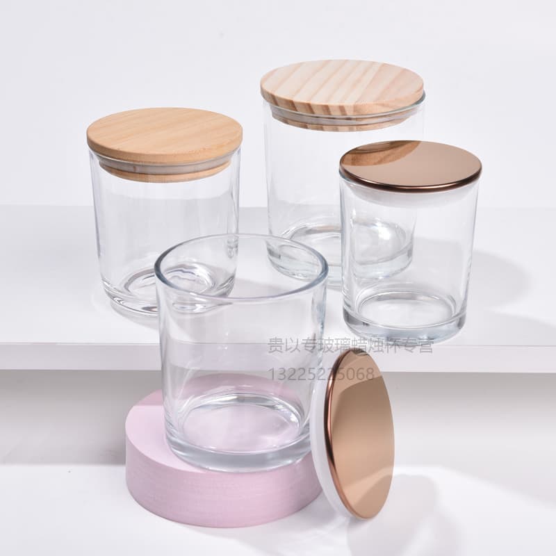 In Stock 210ml Clear Candle Jar Empty Cup New Arrival with Zinc Alloy Lid, Sealed Packaging, Glass Candle Cup