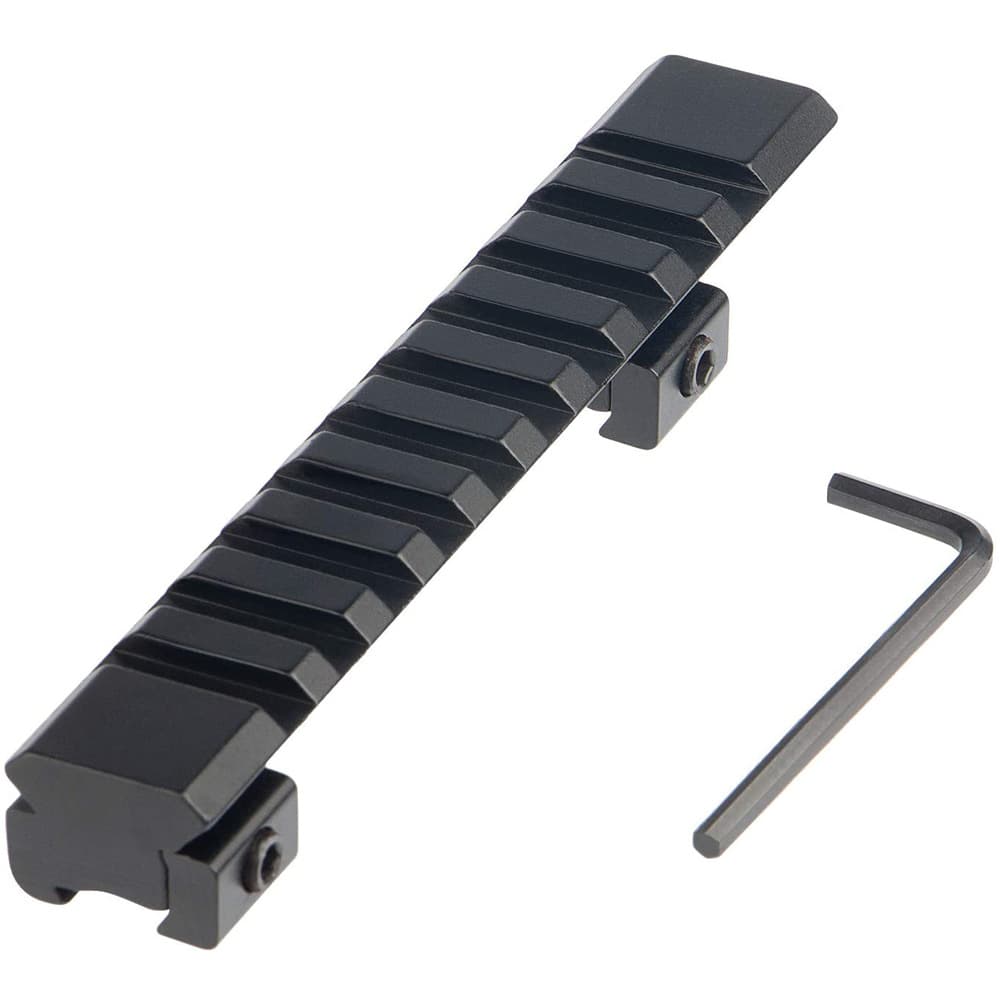 11mm to 20mm guide rail, 11mm to 20mm height increase guide rail, 125mm height increase and extension adapter for scopes.